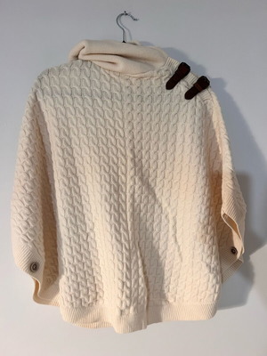 Massimo Dutti cream pleated poncho like new with leather details