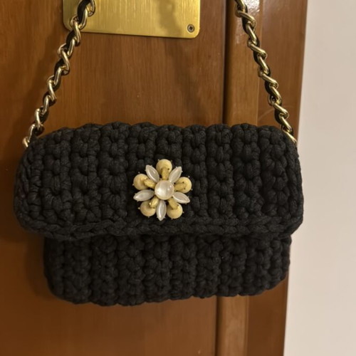 Knitted bag new dark gray 20x14 cm handheld