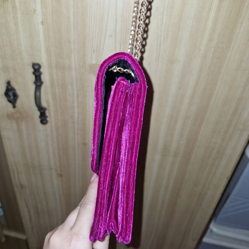 Velvet shoulder bag new, fuchsia color