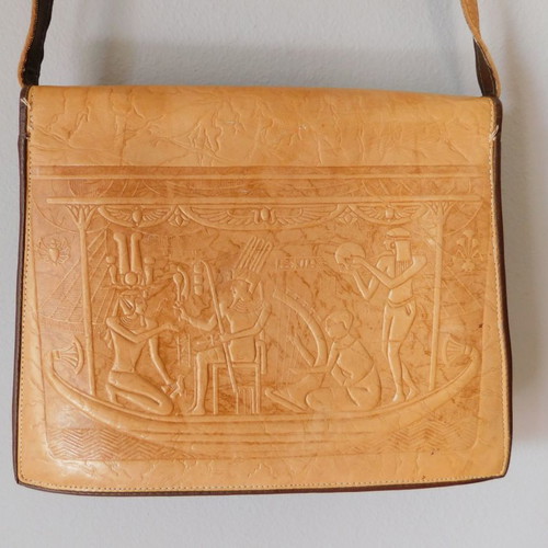 Ethnic Egypt shoulder bag made of genuine leather used