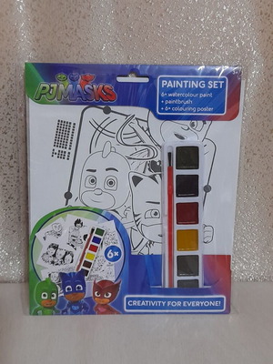Σετ ζωγραφικής PJ MASKS με 6 νερομπογιές, πινέλο και αφίσες