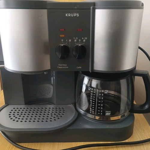 Krups coffee maker used for French coffee, espresso and cappuccino