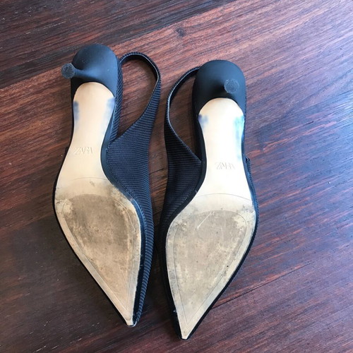 Zara black slingback pumps with textured fabric like new, size 37