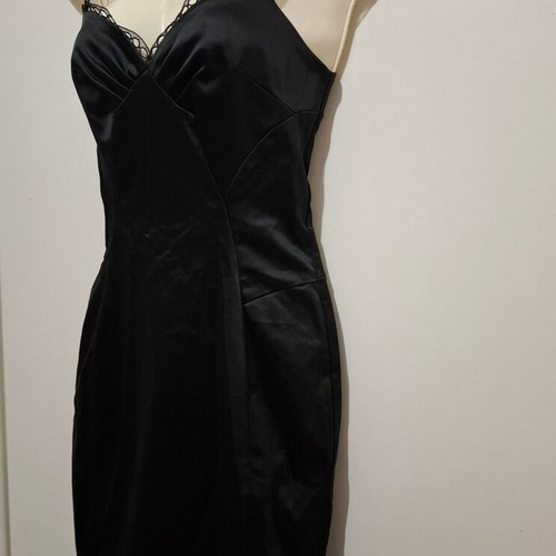 Dolce & Gabbana Black Satin-Look Cocktail Mini Dress IT 40 like new