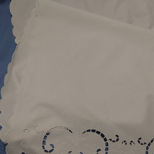 White Embroidered Curtain 100% Cotton Like New, 180x150 to 190cm