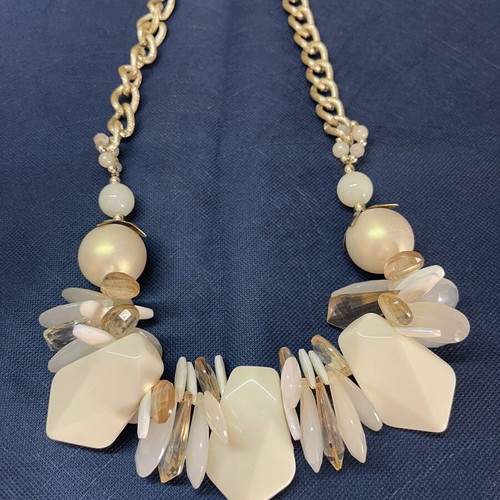 Vintage statement necklace used with ivory geometric beads 80s-90s