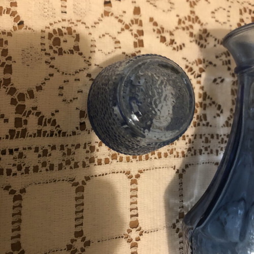 Vintage Italian Empoli Blue Cobalt Glass Liqueur Decanter like new