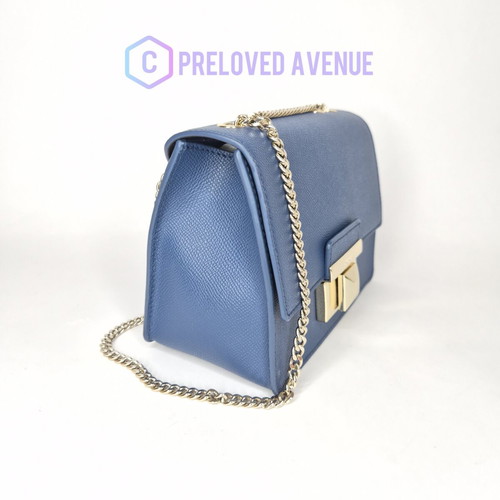 Furla Venere Mini Bag new, dark blue leather crossbody