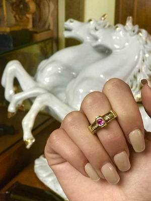 Δαχτυλίδι 18k με ρουμπίνι 0.30ct και μπριγιάν 0.08ct καινούργιο