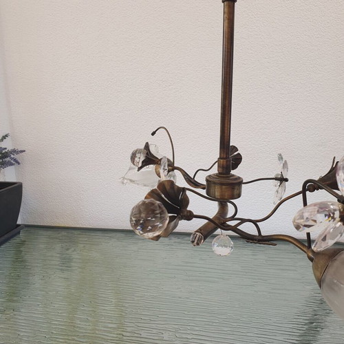 Ceiling light with crystal flower decorations, 57 cm