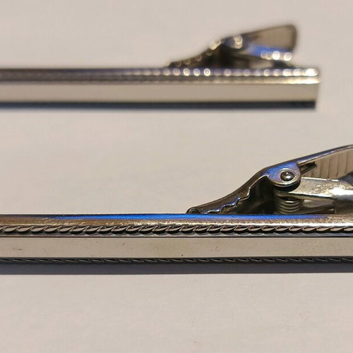Metallic silver tie clips new