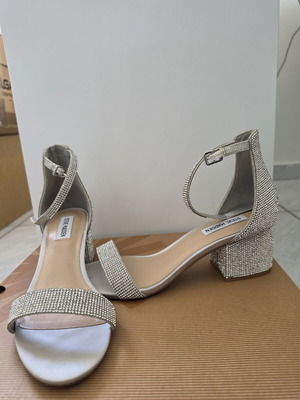 Steve Madden silver evening sandals like new, size 40