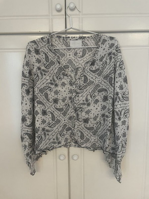 Zadig & Voltaire Paisley Print Butterfly Sleeve Blouse like new, white