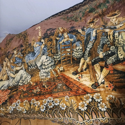 Vintage wall rug with Spanish dance theme, like new, 1960s