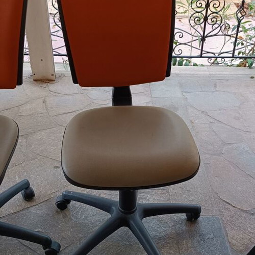 Office chairs and reception chairs, grey-orange faux leather, set of 4