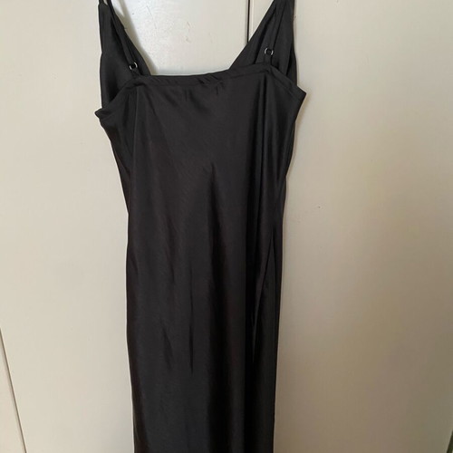Nasty Gal Black Satin Cowl Neck Slip Midi Dress like new