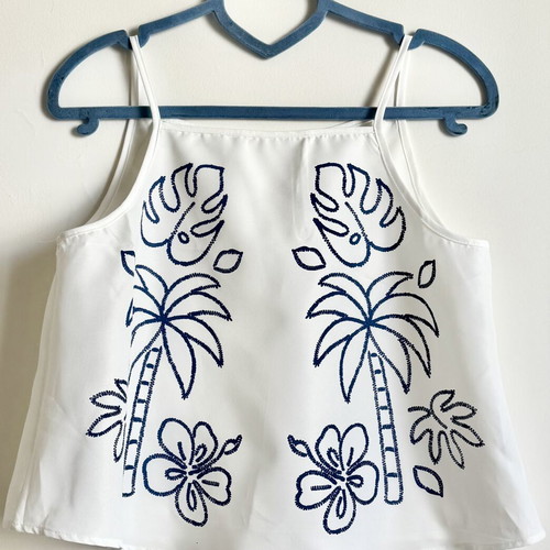 Shein White Tropical Printed Cami Top Size M New