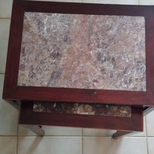 Zigon tables used, wood and marble
