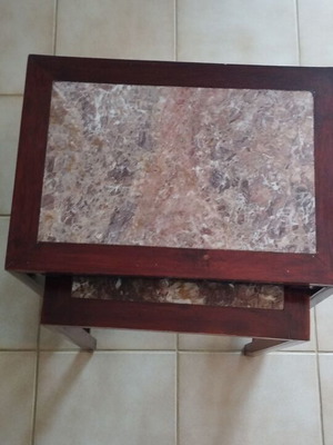 Zigon tables used, wood and marble