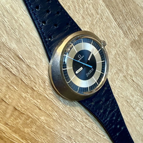 Omega Geneve Dynamic watch used, manual winding, white and blue