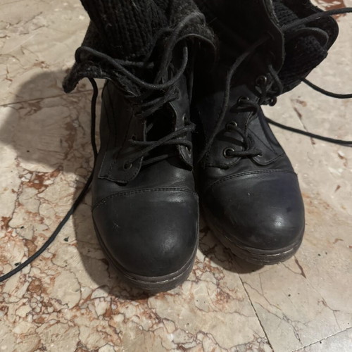 Black ankle boots used, size 38, faux leather lining
