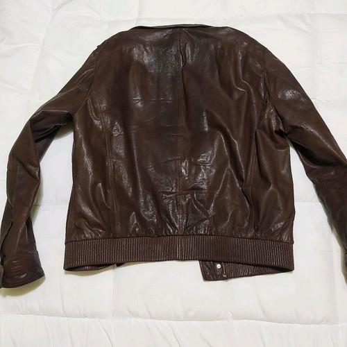 Salvatore Ferragamo men's leather jacket, brown, XL
