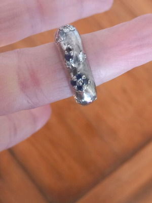 Silver ring square with zircon size 54-55 heavy
