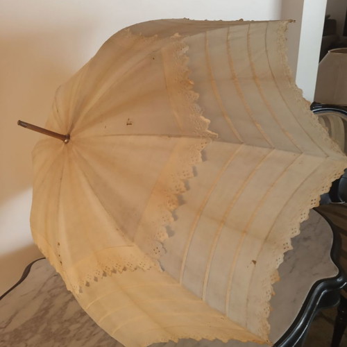 White fabric antique umbrella from the 1920s