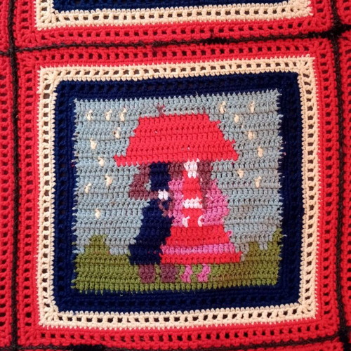 Crochet blanket like new, handmade patchwork 210x180 cm