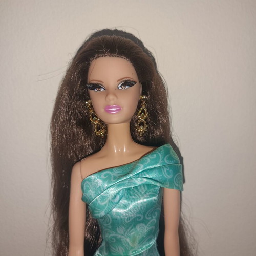 Barbie Red Carpet green dress used, Black Label collector doll 2013