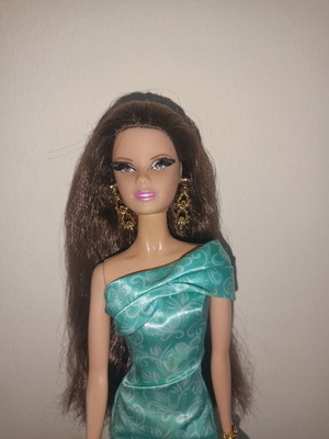 Barbie Red Carpet green dress used, Black Label collector doll 2013