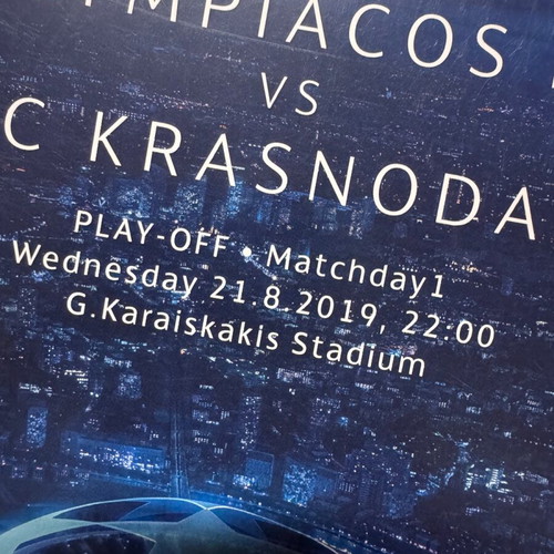 Olympiacos Krasnodar Champions League 2019 match programme used