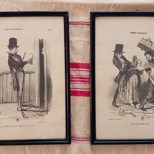 Set of 2 engravings like new, framed 33x27 cm