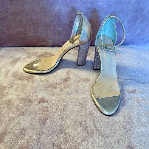 Rossi sandals new bronze with transparent strap and 10cm heel size 41