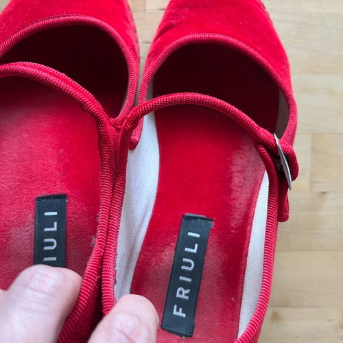 Friuli red velour ballerinas used size 36
