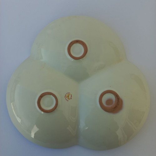 Vintage Christmas triple ceramic platter like new Deruta