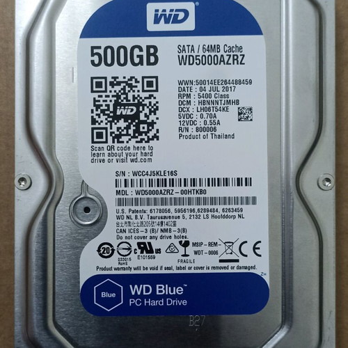 Western Digital Caviar Blue 500GB WD5000AZRZ HDD used SATA 3
