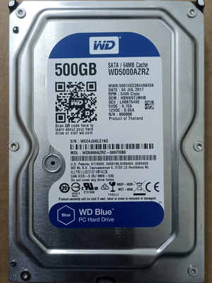 Western Digital Caviar Blue 500GB WD5000AZRZ HDD used SATA 3
