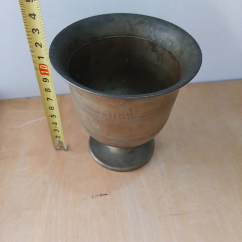Bronze mortar and pestle used, vintage kitchen decoration