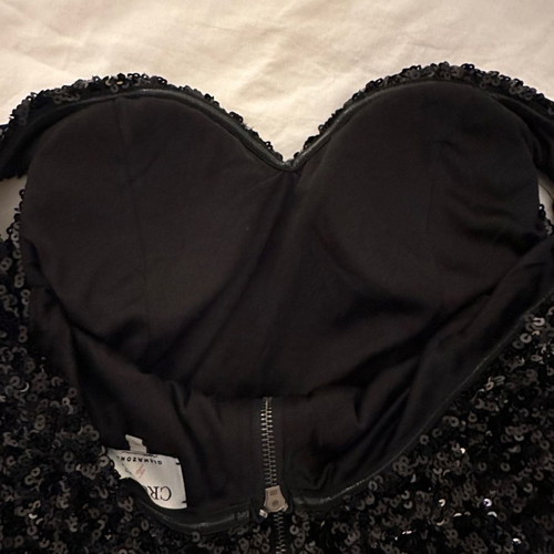 Cruise by Glamazons sequin black bustier top new size large