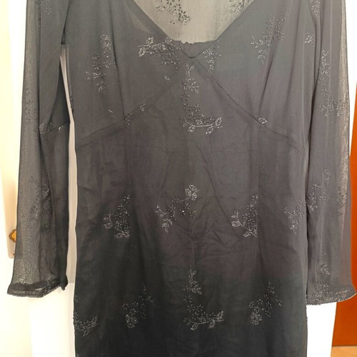KATSIPI black evening dress with lace sleeves, size M