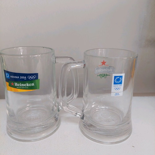 Heineken beer mug set like new, dedicated to 2004 Olympic Games, 250ml