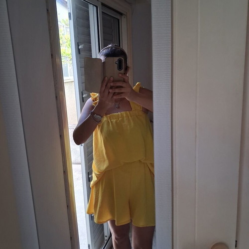 Yellow Summer Set A-Style like new, top and shorts one size
