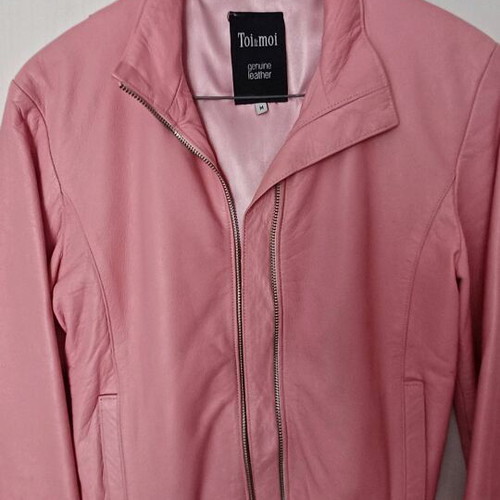 Toi&Moi pink leather biker jacket like new, fitted cut