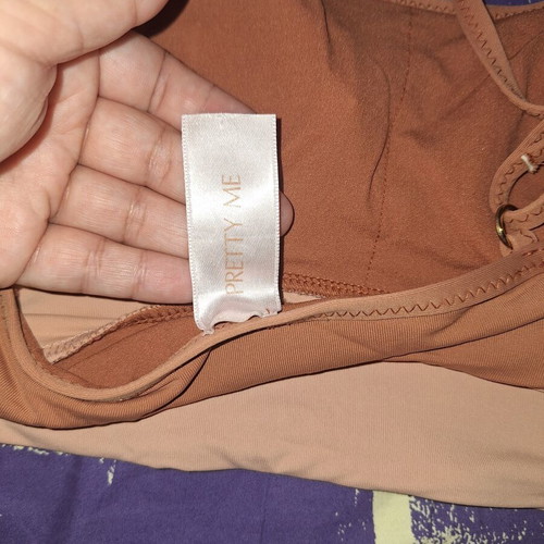 Pretty Me Swimwear Top like new, adjustable straps, brown, XL