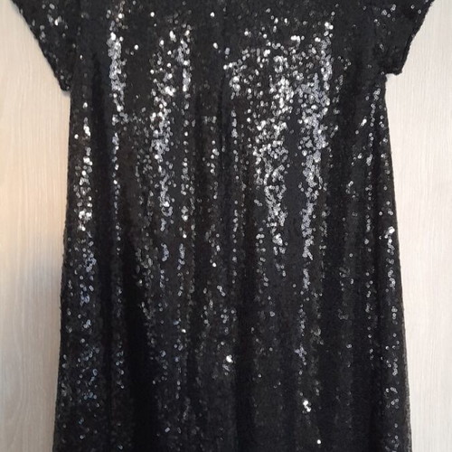 Black short-sleeve formal dress Zara like new with sequins and velvet collar