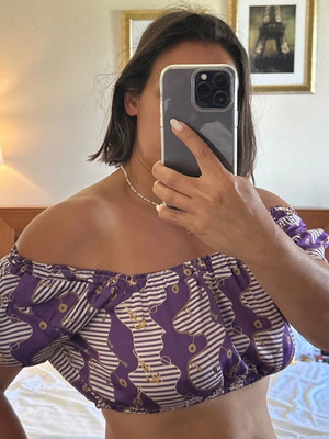 Sun Set Go! Crop Top like new, one size, purple multicolor