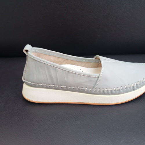 Leather ballerinas new, grey with anatomical insole