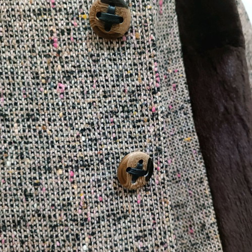 Coat with Real Fur New Handmade Unique Piece Size L-XL
