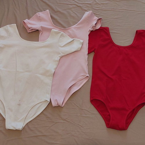 Dance leotards used, pack of 3, size 4-5, cotton